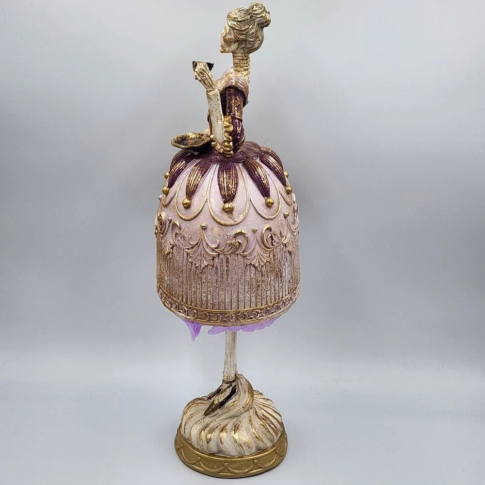 Bella Lux Skeleton Lady Halloween Figurine Purple Gold Victorian Gothic 16